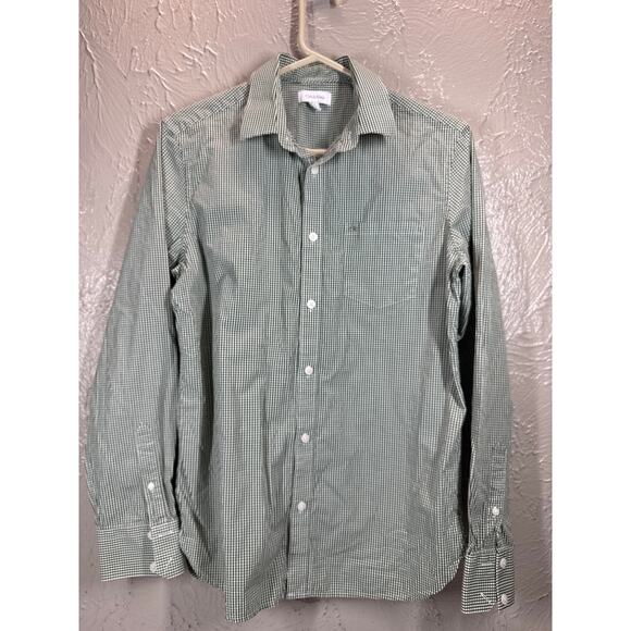 Calvin Klein Long Sleeve Button-Up Pocket Shirt Check Mens Size Small - Picture 1 of 3